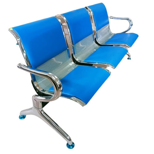 Modern 3-Seater Waiting Bench with Mesh and Leather