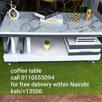 Modern Coffee Table with Marble Top and Gold Accents