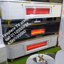 Modern TV Stand with Electric Fireplace and Storage